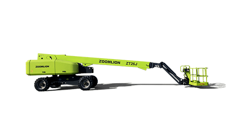 Podnośnik koszowy Zoomlion ZT26J na białym tle.