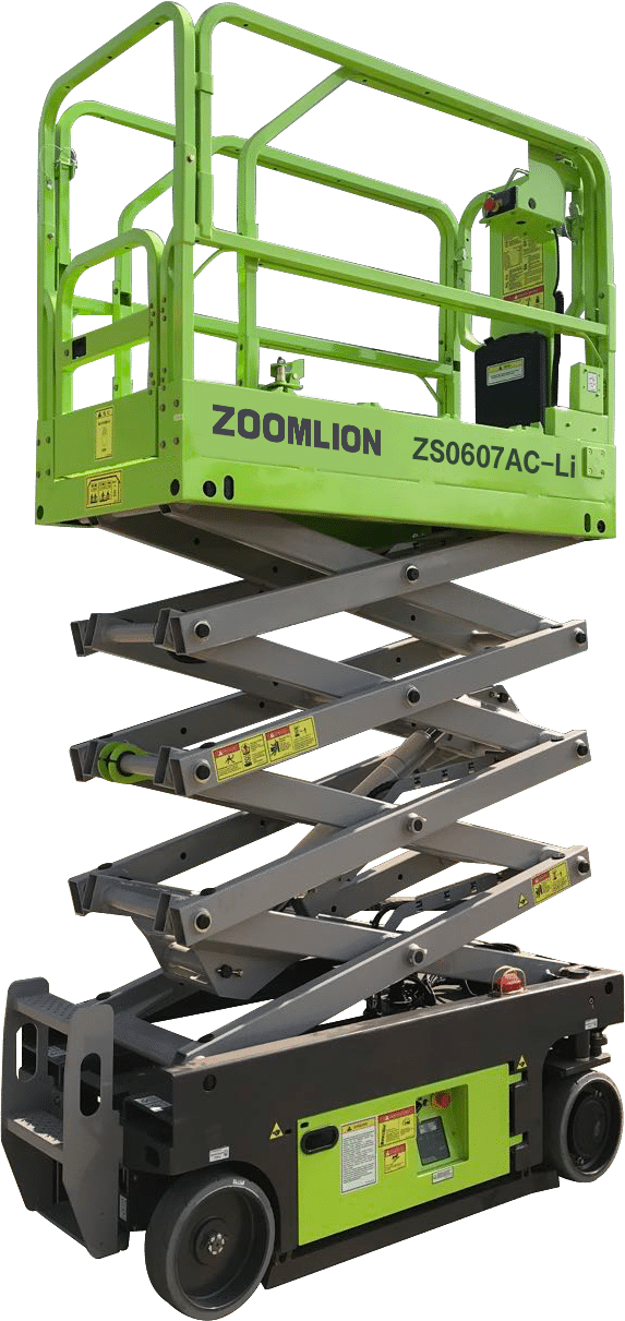Podnośnik nożycowy marki Zoomlion, model ZS0607AC-Li.