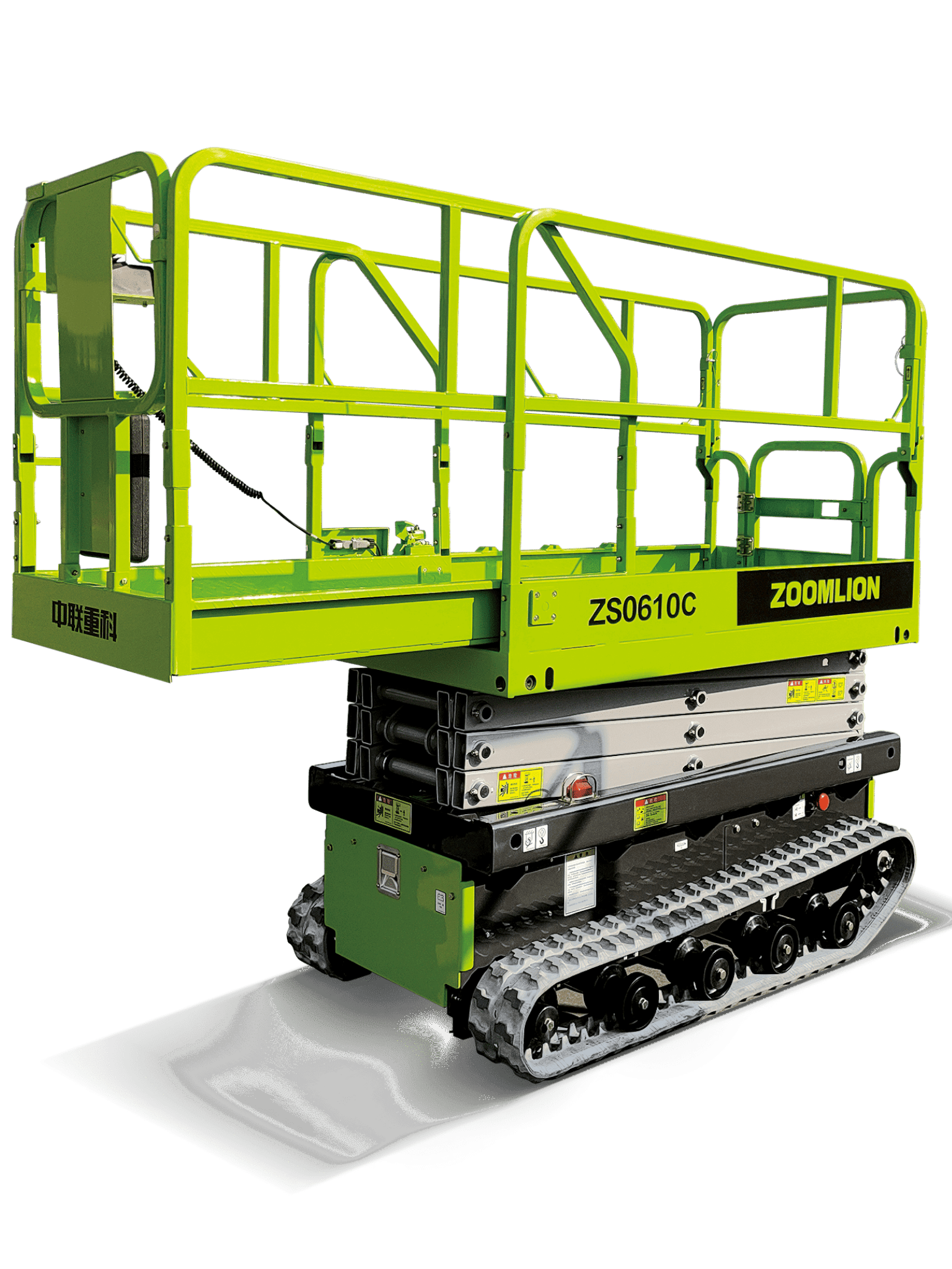 Zoomlion grüne Raupenhebebühne.