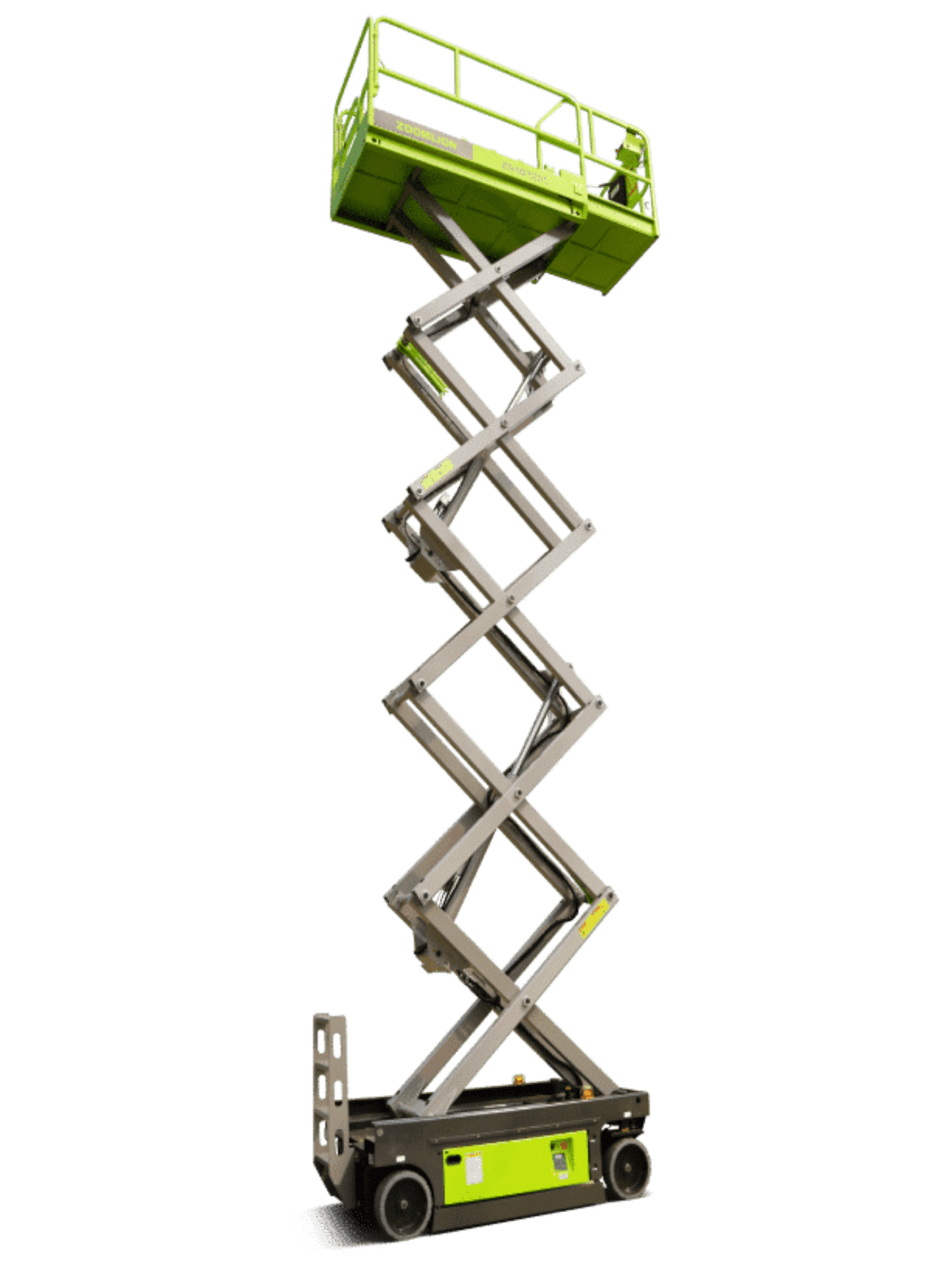 Nožnicový výťah na zelenom pozadí.