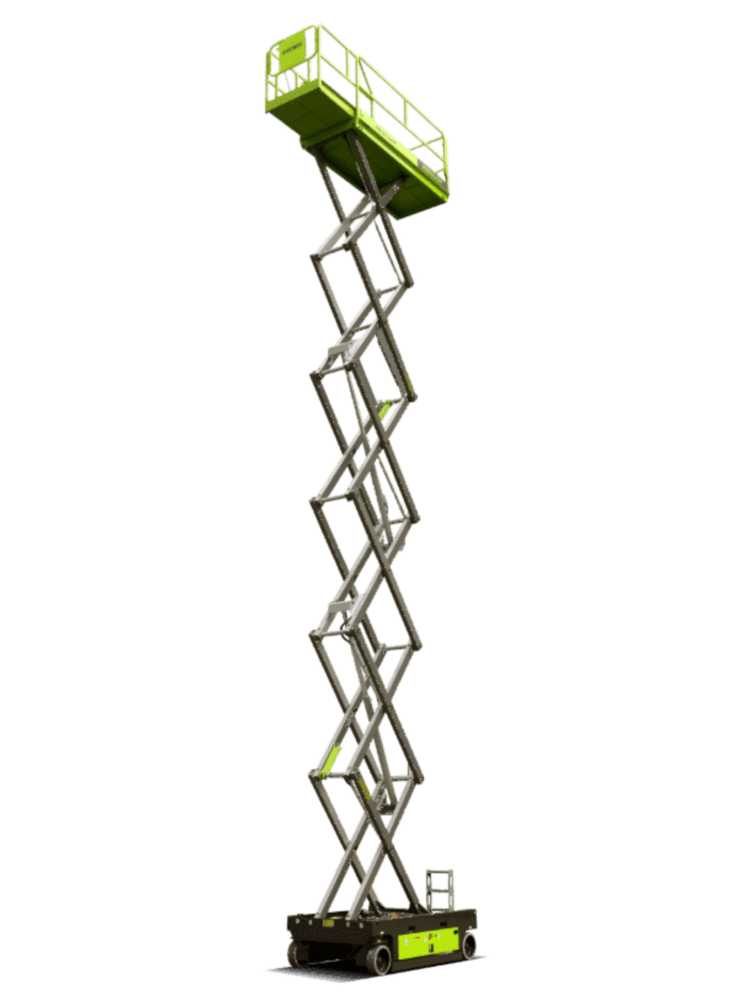 Nůžkový výtah na zeleném pozadí.