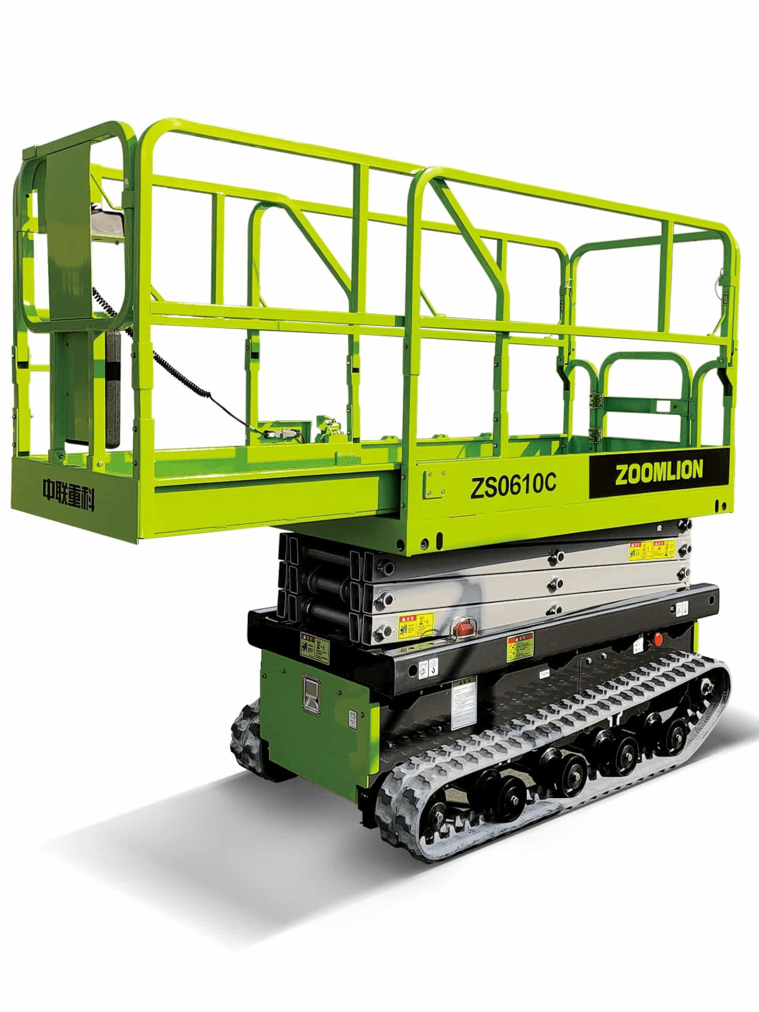 흰색에 녹색 줌리온 트랙 리프트가 절연되어 있습니다.