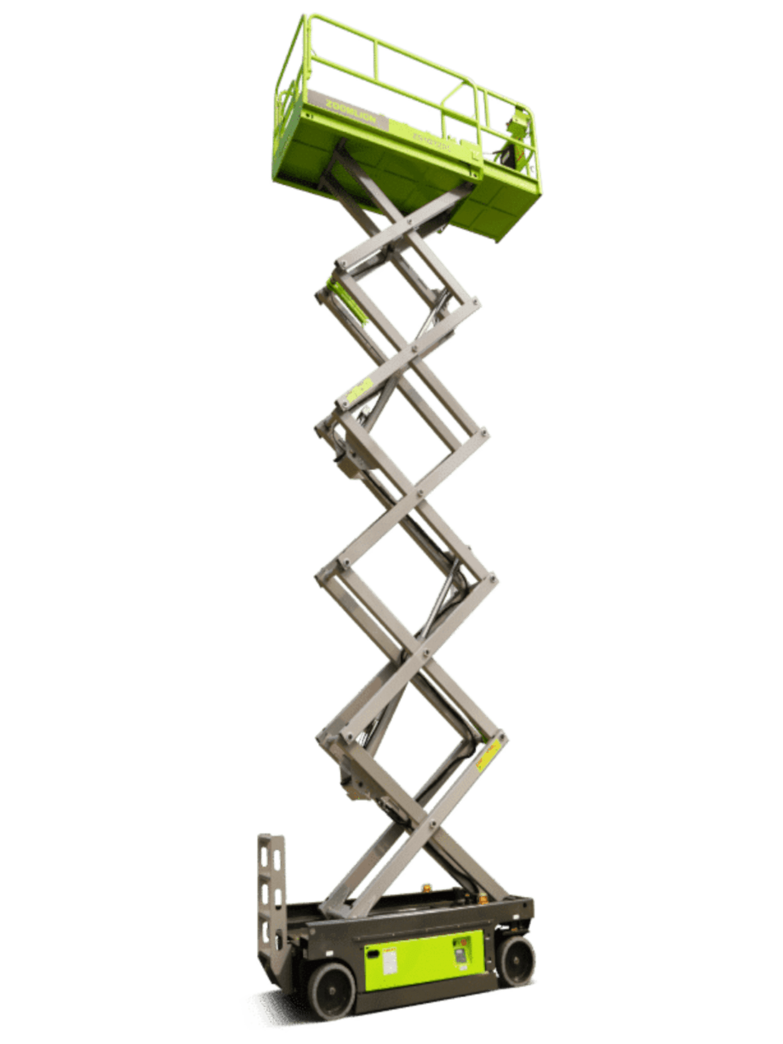 Nůžkový výtah na zeleném pozadí.