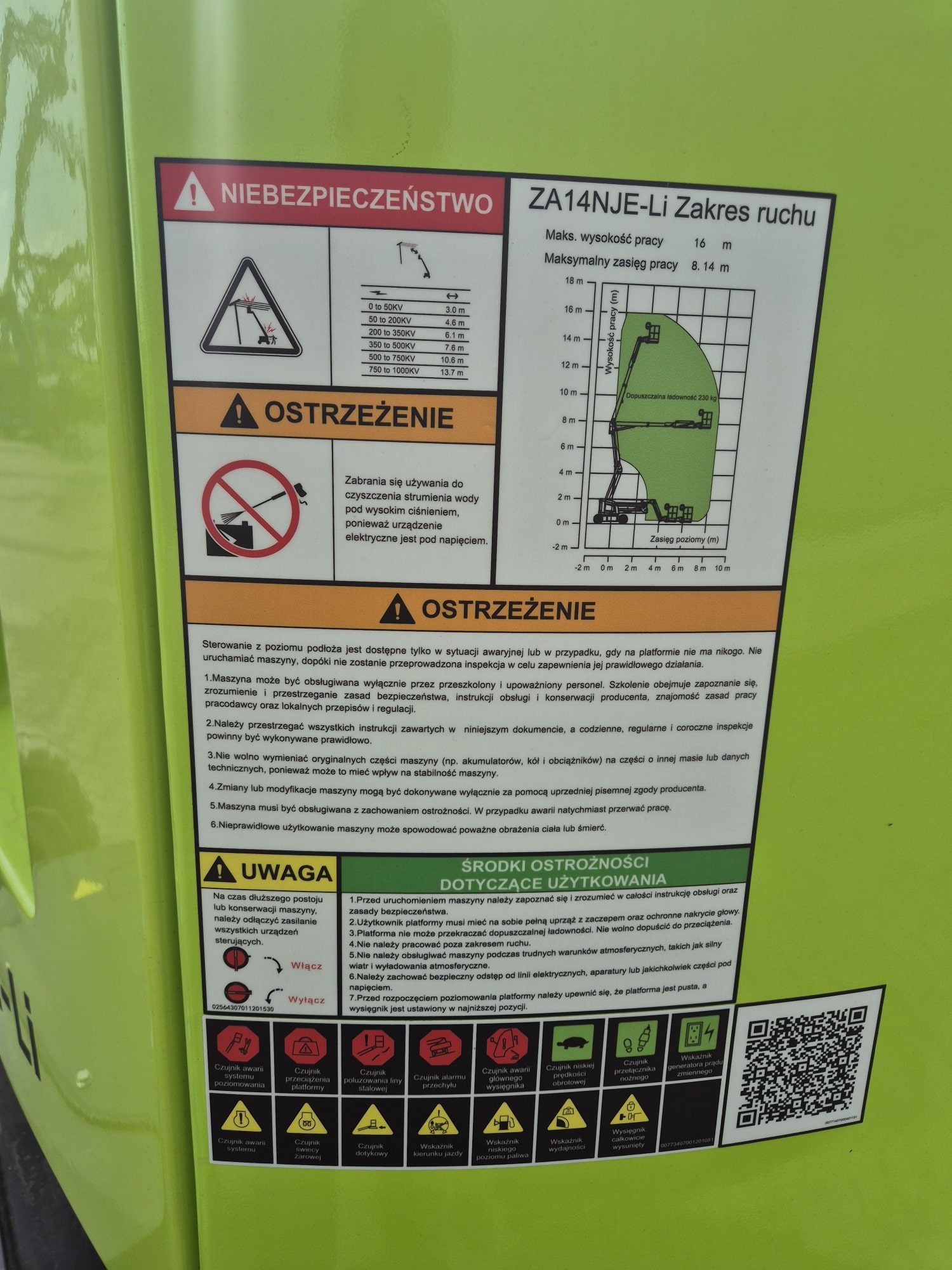 Zoomlion ZA14NJE-LI - Product gallery image - BAC Poland AWP parts