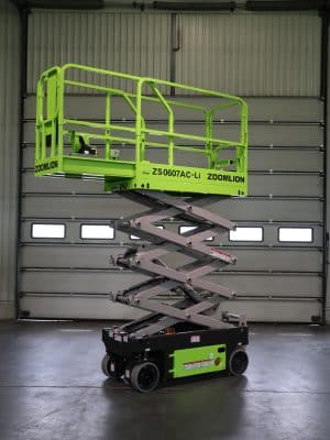 Green Zoomlion scissor lift in stock.