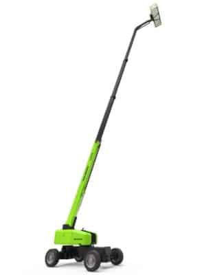 Electric lawn mower on a white background.