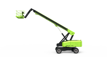 A boom lift on a white background.