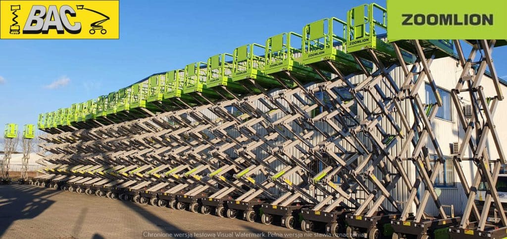 A series of ZOOMLION outdoor scissor lifts.