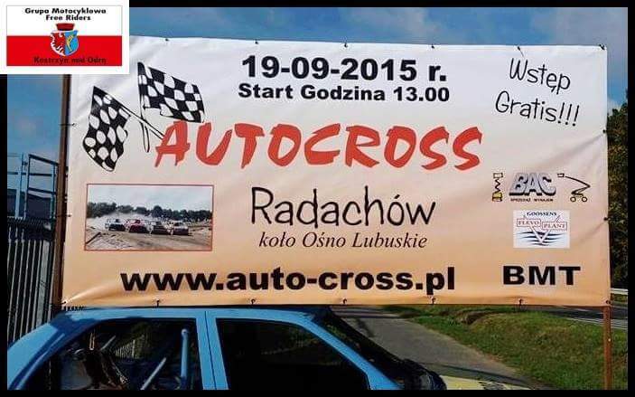 Autocross event poster in Radachow, free admission.