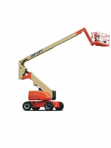 Telescopic scissor lift on a white background.