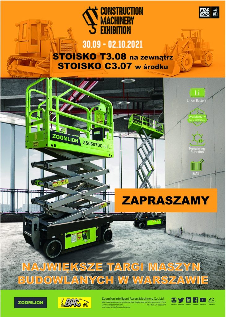 Plakat Zoomlion na Targi Maszyn Budowlanych.