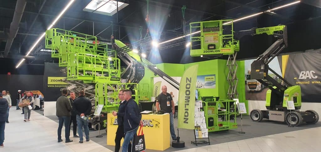 Zoomlion aerial lifts at industrial trade fair.