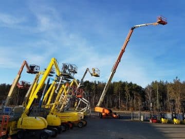 Aerial work platforms on construction sites.