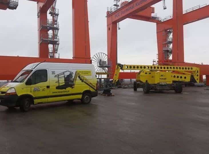 A service truck at a container terminal.