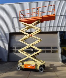 Scissor lift on construction site.