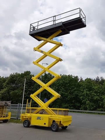 Yellow lift self-propelled platform.