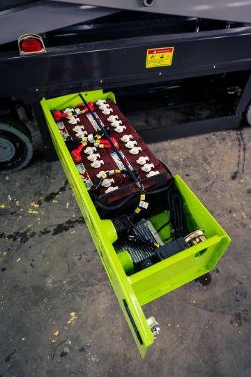Traction battery cells in the green drawer.