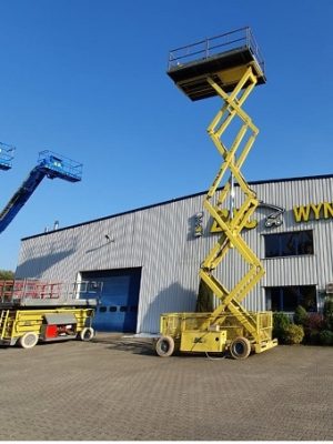 Elevators at the construction equipment rental yard