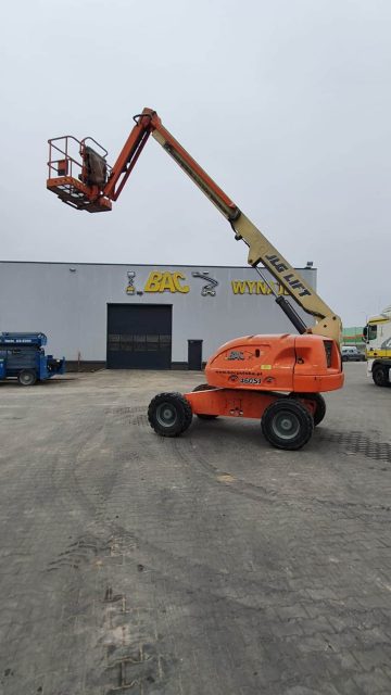 An aerial lift on a construction site.