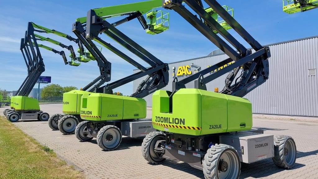 Zoomlion aerial work platforms in the yard.