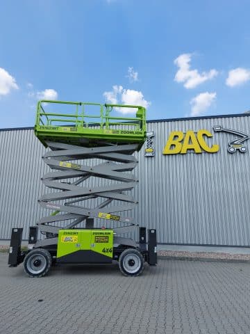 Zoomlion scissor lift in front of the BAC building.