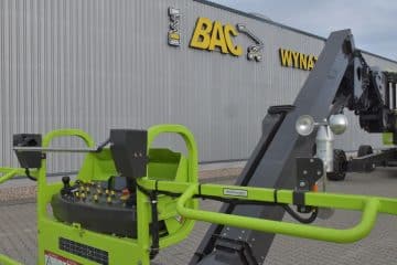 BAC Rental's aerial lift and logo.