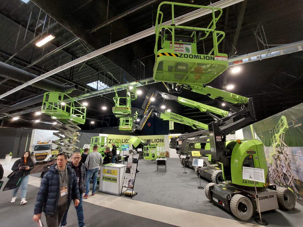 Zoomlion aerial lifts at industrial trade fair.