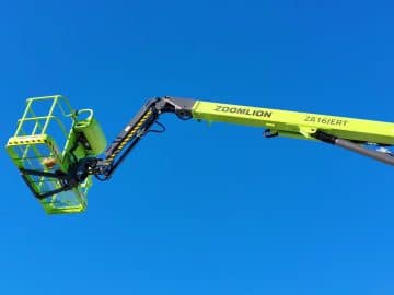 Zoomlion aerial lift on a blue background.