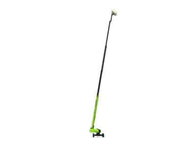 Green electric brush for cleaning floors.