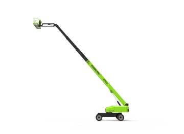 Green aerial lift on a green background.