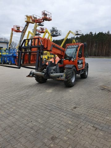 Aerial work platforms in the parking lot before rental