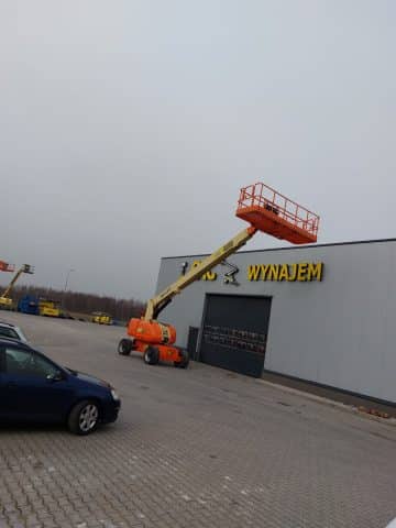 Aerial lift at warehouse rental.