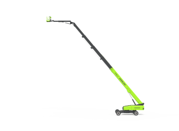 Yellow and green aerial lift on a green background.