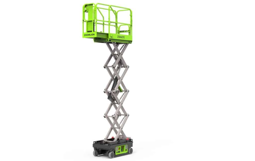 Scissor lift green on white background.