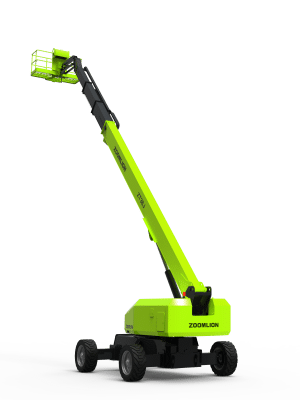 Zoomlion aerial lift on a green background.